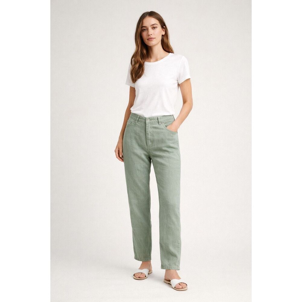 Lauren Ralph Lauren Linen Pants Womens 6 Green Straight Leg